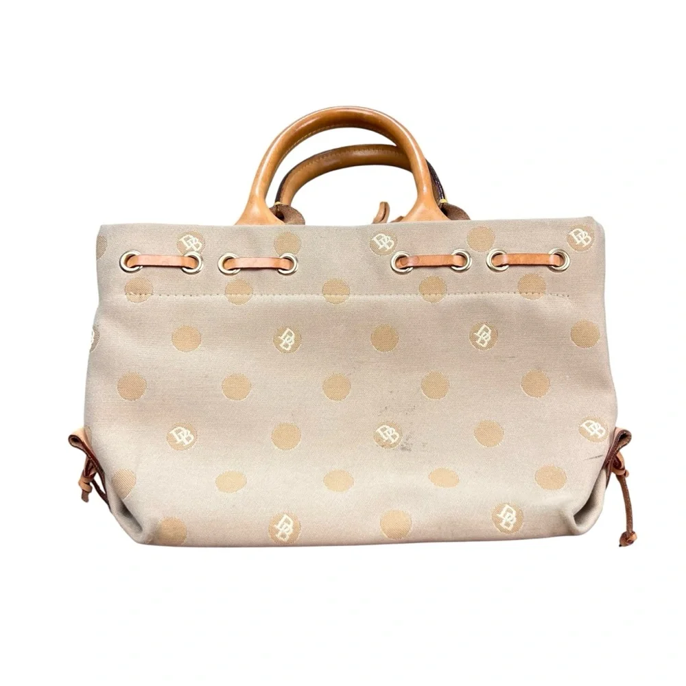 Dooney‎ & Bourke Beige Polka dot Satchel with Logo Pattern Shoulder Bag